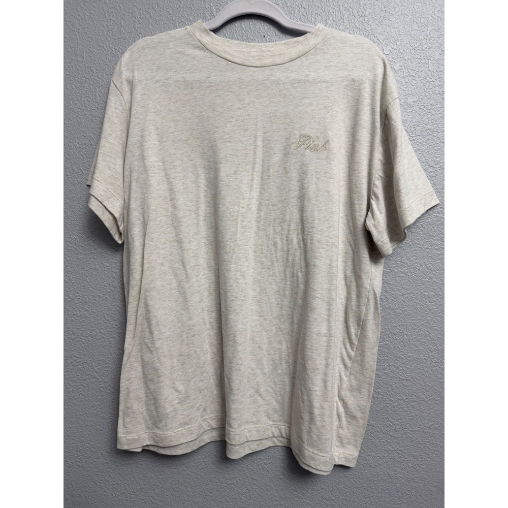 Pink Victoria's Secret Oatmeal Heather Embroidered Logo T-Shirt Small